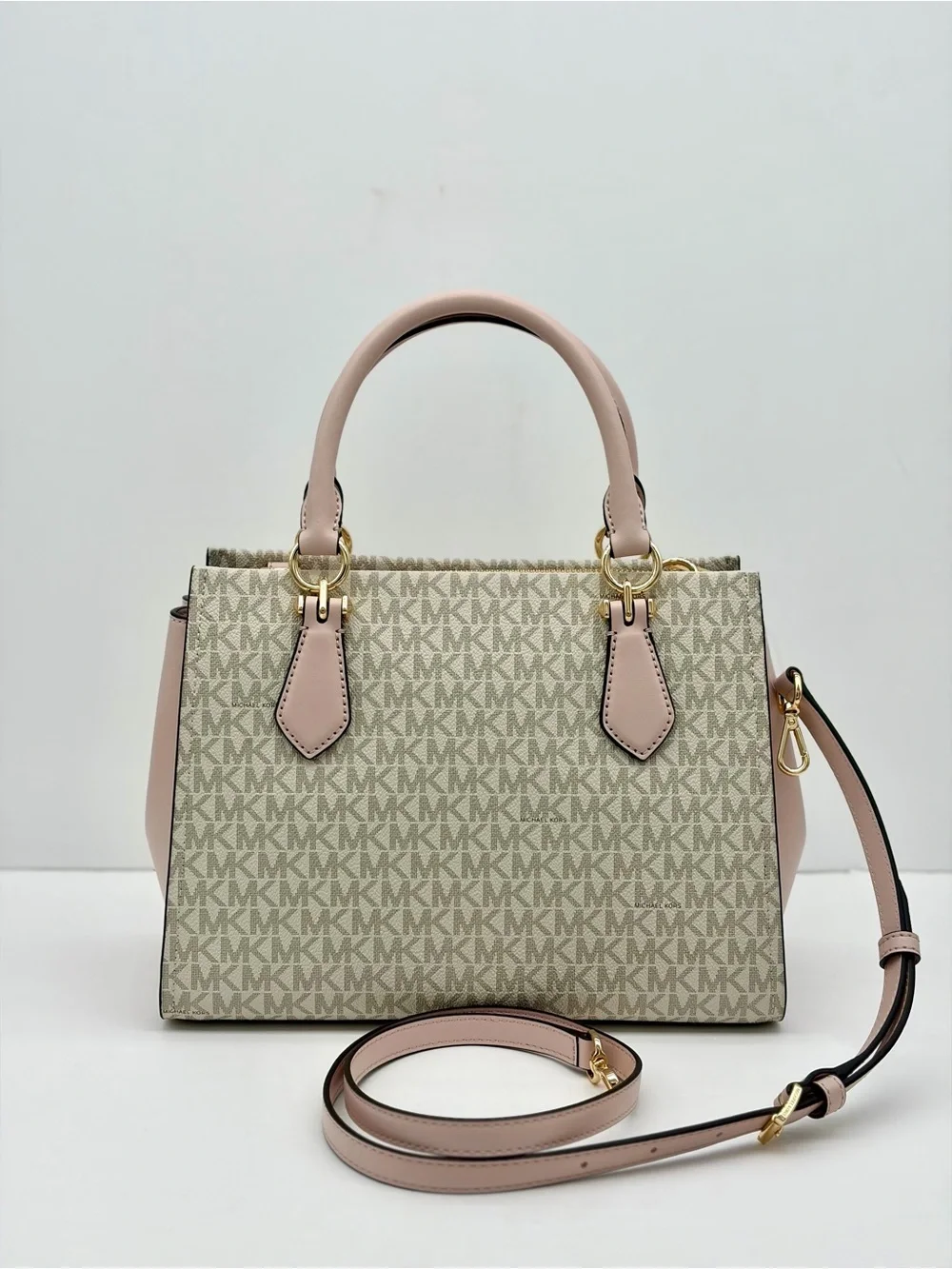 Michael Kors Marilyn Medium Signature Logo Convertible Satchel Crossbody Bag